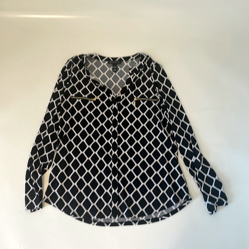 I.N.C. Printed Zip-Pocket Top